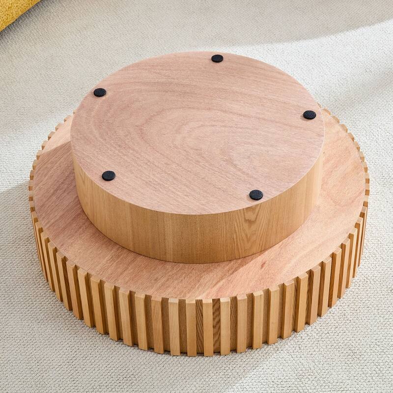 31.49'' Nesting Handcraft Drum Coffee Table with Storage