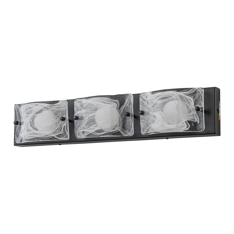 3-Light Modern Glass Bathroom Vanity Light with Handcrafted Curved Cloud Glass