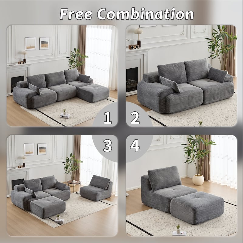 Memory Foam Compressed Sofa,Large Sectional Couches,Pet-Friendly Cloud Modular Sectional Sofa,Extra Deep Loveseat