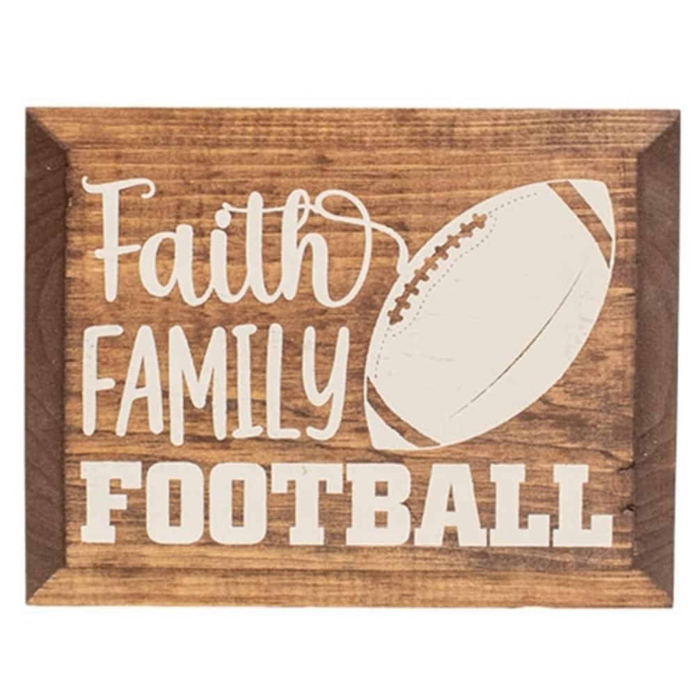 Faith Family Football Wooden Sign - 9" x 12" - Multi