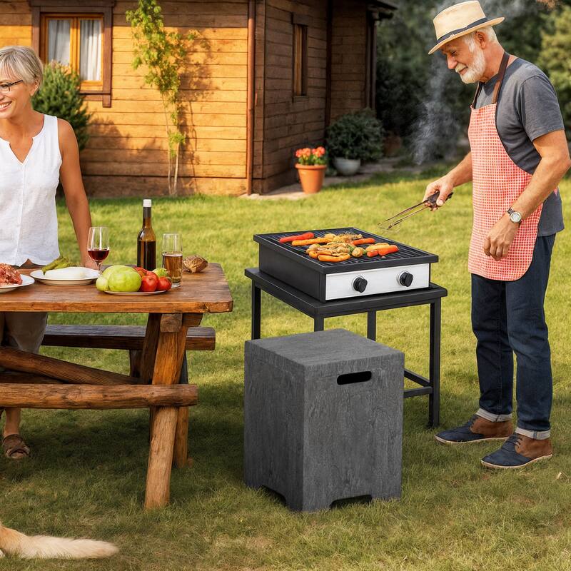 COSIEST Concrete Outdoor Propane Tank Cover Table