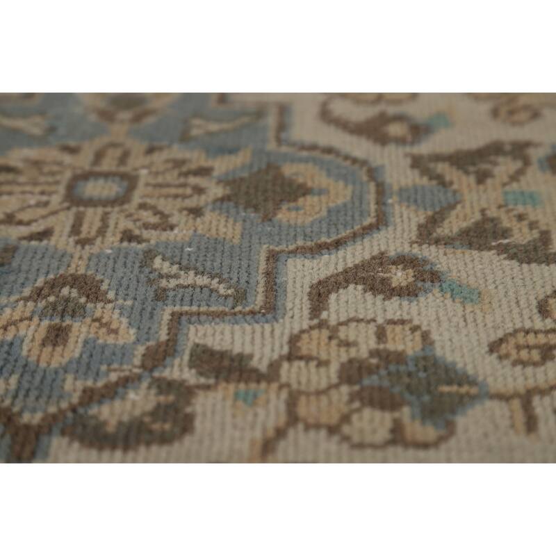 Traditional Mashad Persian Vintage Rug Bedroom Handmade Wool Carpet - 9'6" x 13'3"