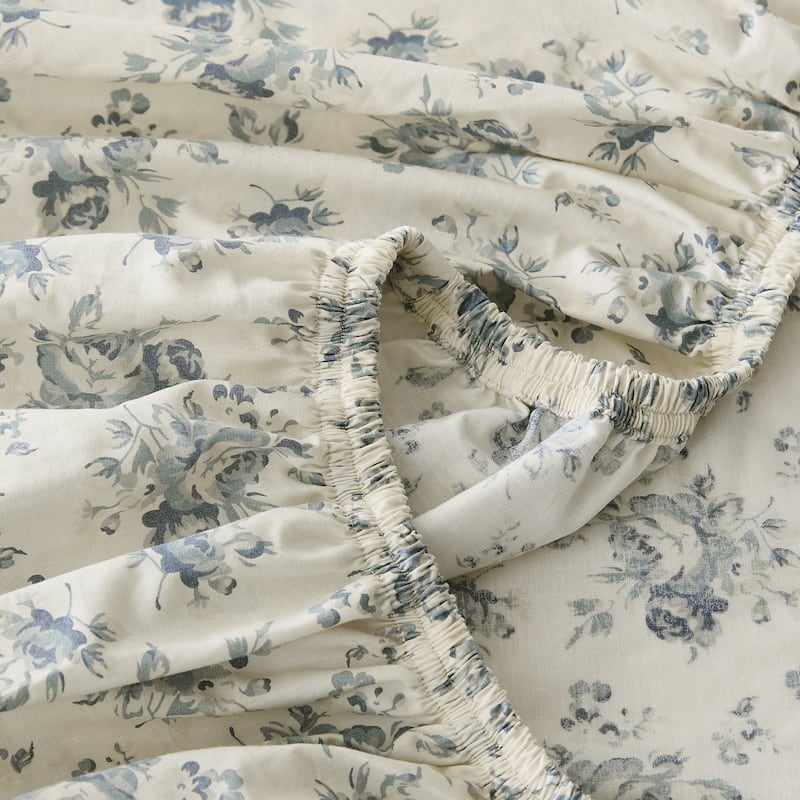 Lush Decor Rose Garden Blue Cotton Sheet Set