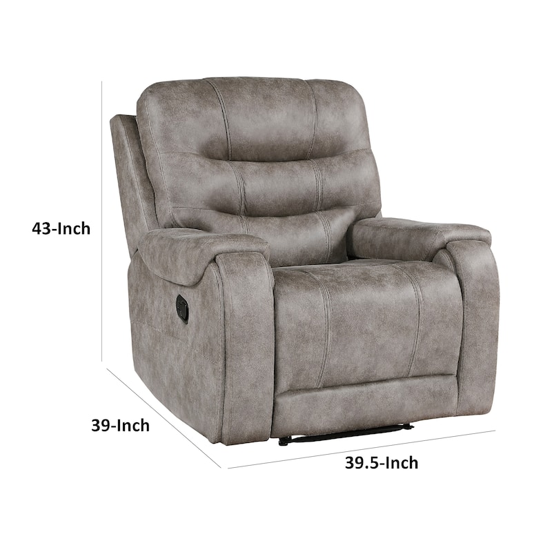 Erron Manual Reclining Chair, Gray Brown Microfiber, Foam Cushions