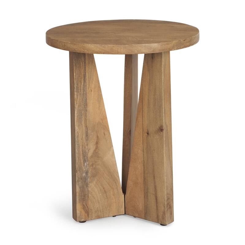 HomeRoots 18" Natural and Brown Solid Wood and Wood Tray Table - 18.00 in. x 22.00 in. x 18.00 in.