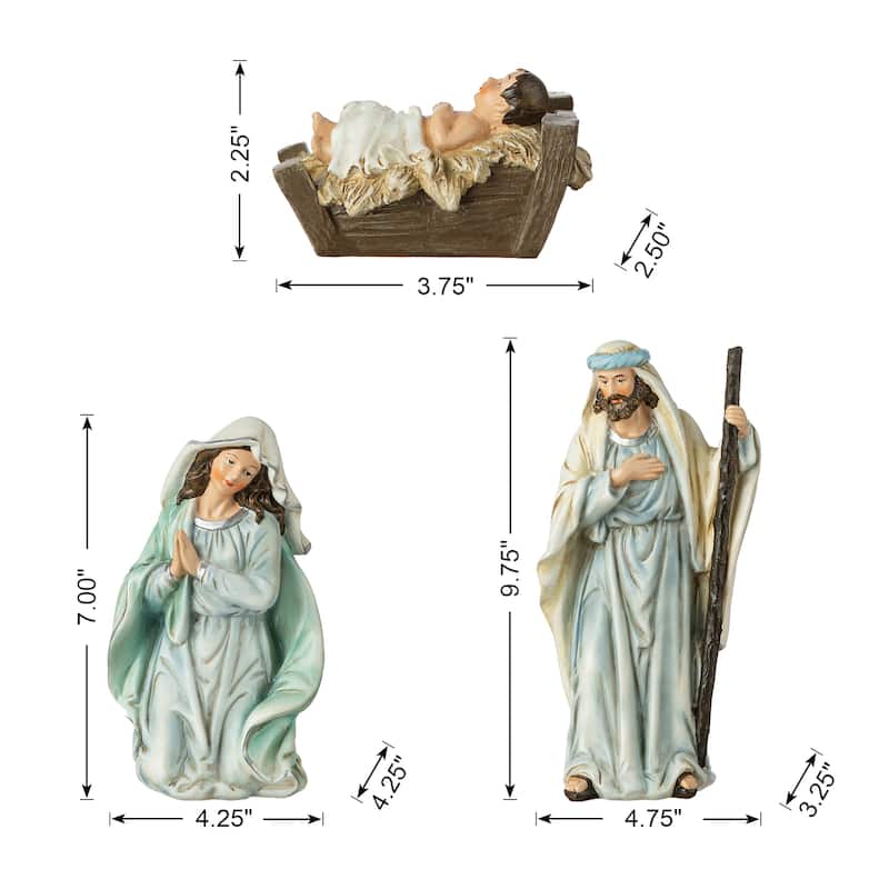 Glitzhome 12 Pcs Deluxe Blue Resin Nativity Figurine Set