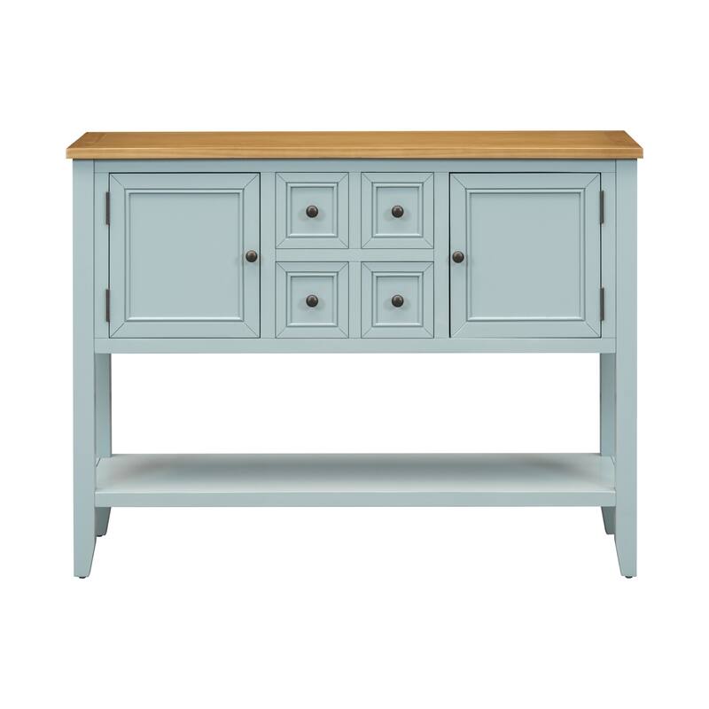 Cambridge Series Ample Storage Vintage Console Table with Four Small Drawers and Bottom Shelf for Living Rooms and Kitchens