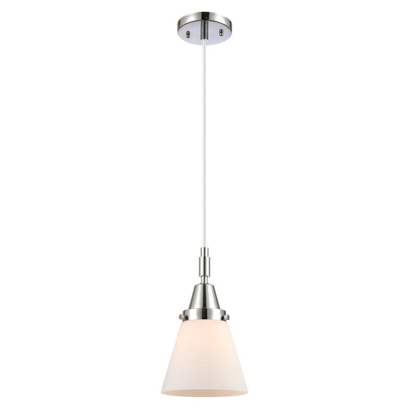 Innovations Lighting Downtown Urban - Caden Cone - 1 Light 6" Cord Hung Mini Pendant - Polished Chrome/Matte White Shade