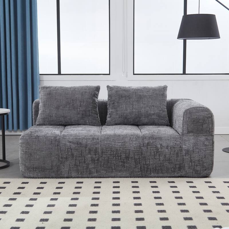 Chenille Loveseat Sofa Upholstered Deep Seat Sofa, Lounge Couch Corner Sofa Minimalist Modular Couches for Apartment