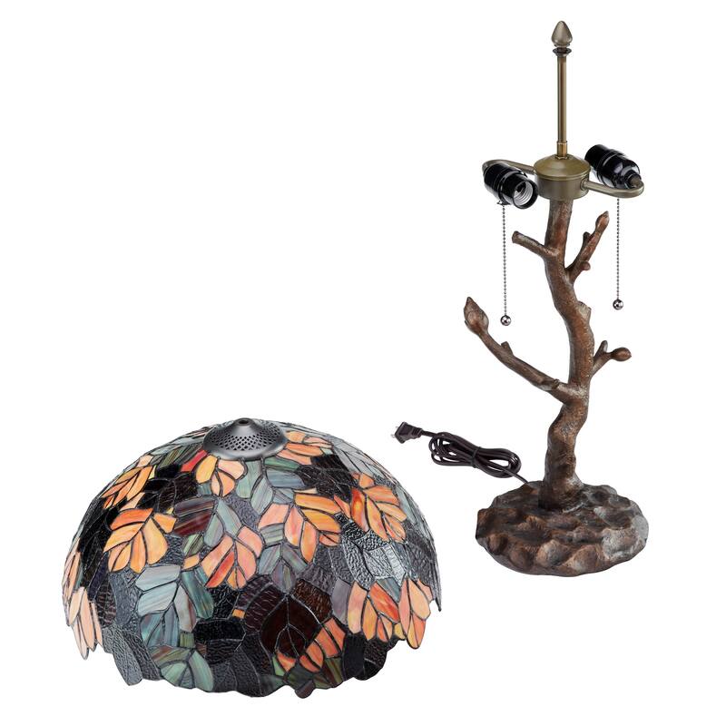 Copper Grove Autumn Leaves Stained-Glass 24.5-inch Tiffany-style Lamp - 16"L x 16"W x 24.50"H