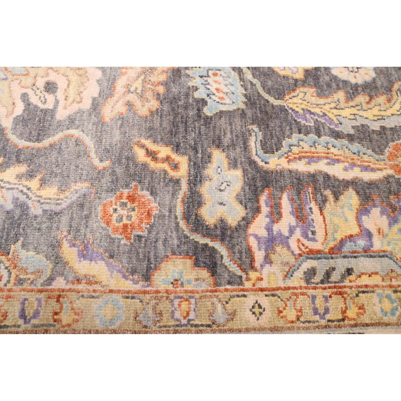 ECARPETGALLERY Hand-knotted Modern Oushak Charcoal Wool Rug - 8'1 x 11'5