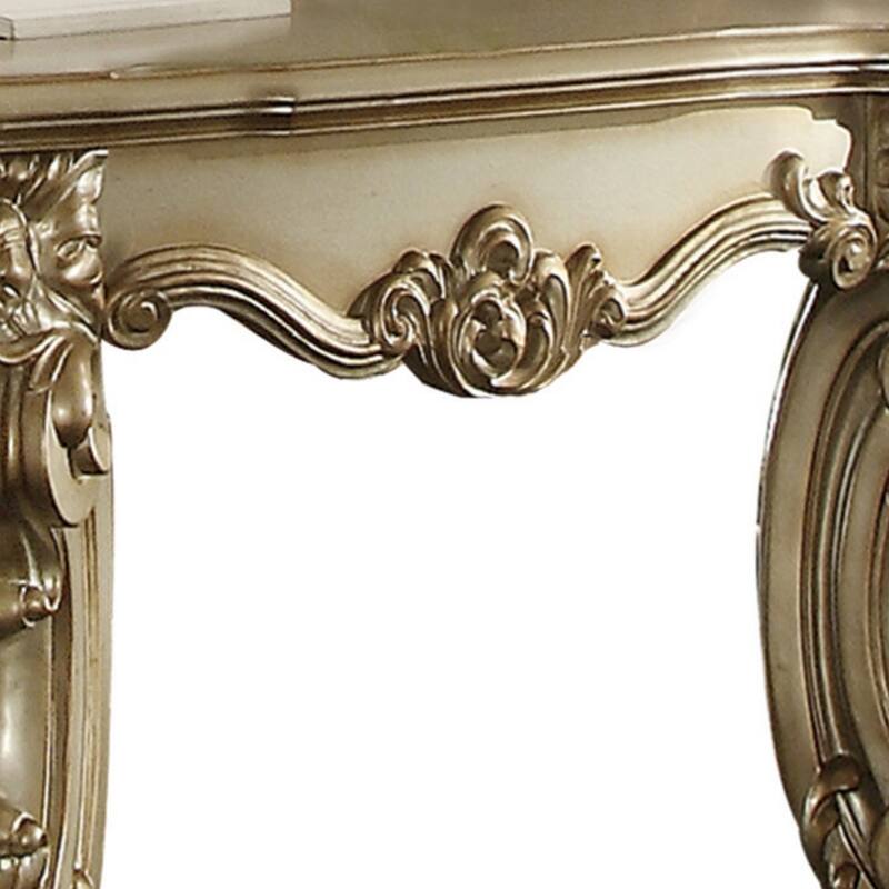 Wooden End Table in Gold Patina