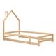 preview thumbnail 7 of 7, Twin Size Montessori Floor Bed with Fences, Modern Twin Kids Bed with House-shaped Headboard, Wood Twin Bed Frame for Girls,Boys