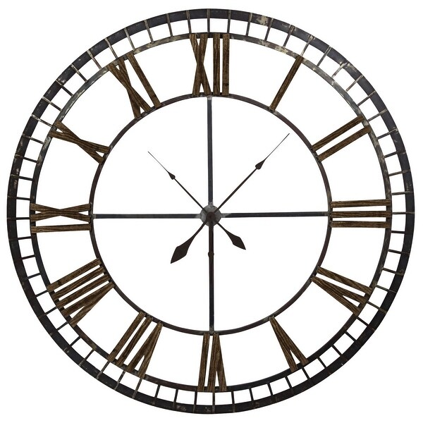 Harp and Finial HFC2095 62-1/2" Diameter Big Ben Metal Analog Wall Clock - Brown / Black