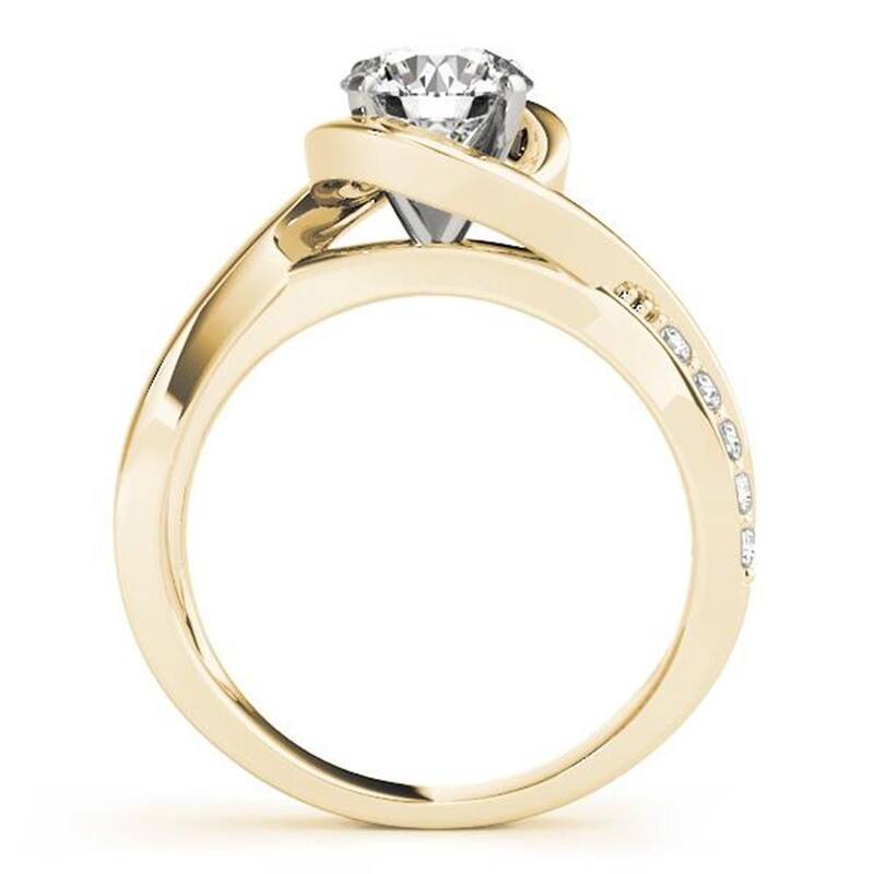 Auriya 14k Gold 1/2ctw Bypass Moissanite and Diamond Engagement Ring 1/8ctw