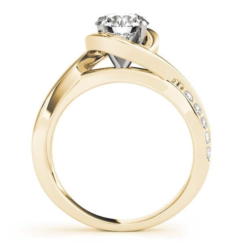 Auriya 14k Gold 3ctw Moissanite Bypass Diamond Engagement Ring 1/8ctw