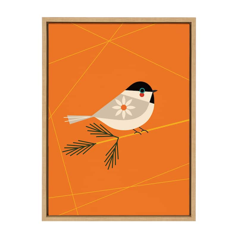 Kate and Laurel Sylvie Chickadee Framed Canvas by Amber Leaders