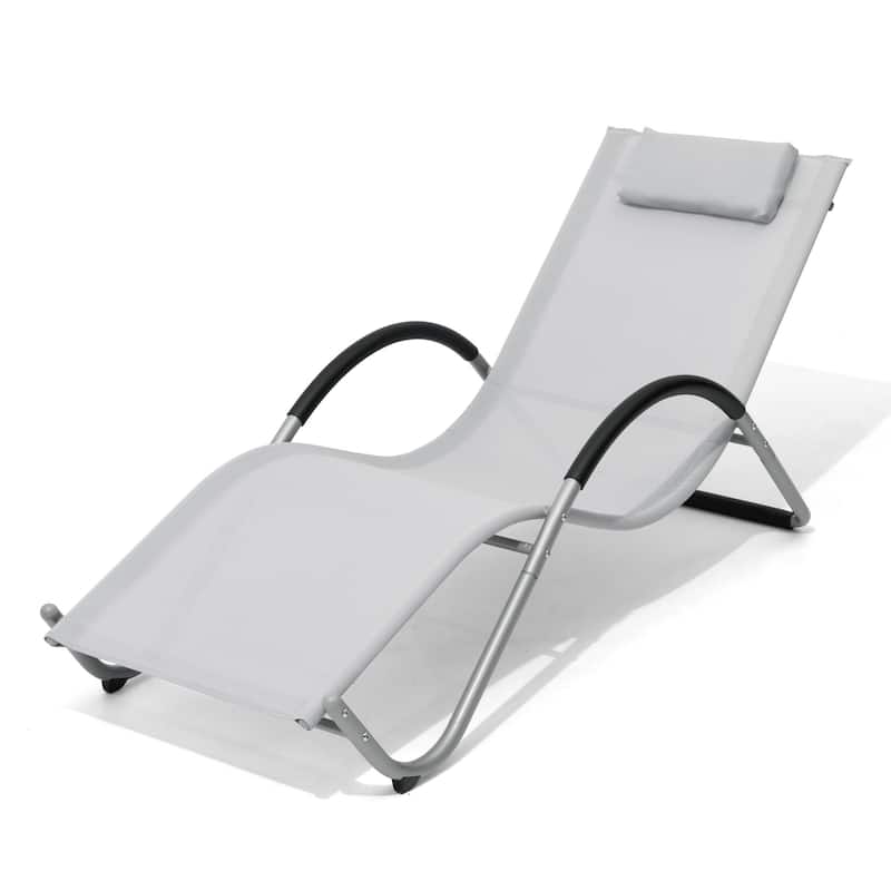 Outdoor Patio Lounger Chaise Lounges Curved Sunbathing Pool Recliner Chair