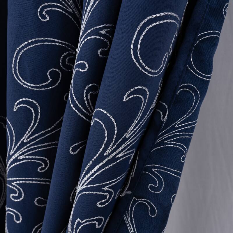 Kimber Embroidered Privacy Window Curtain Panel 84" or 90"