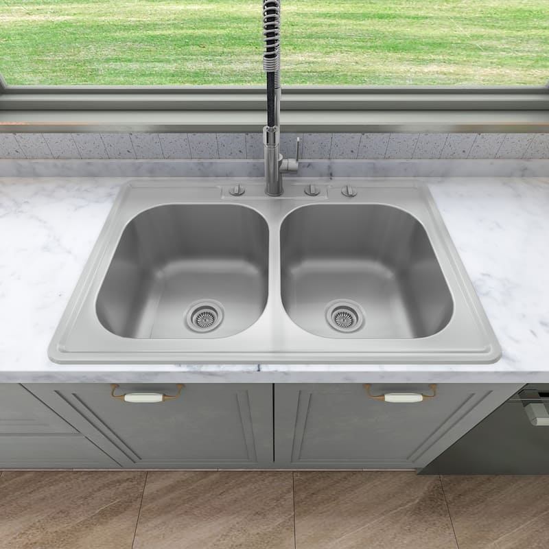 Sinber Drop in Double Bowl 304 Stainless Steel Kitchen Sink