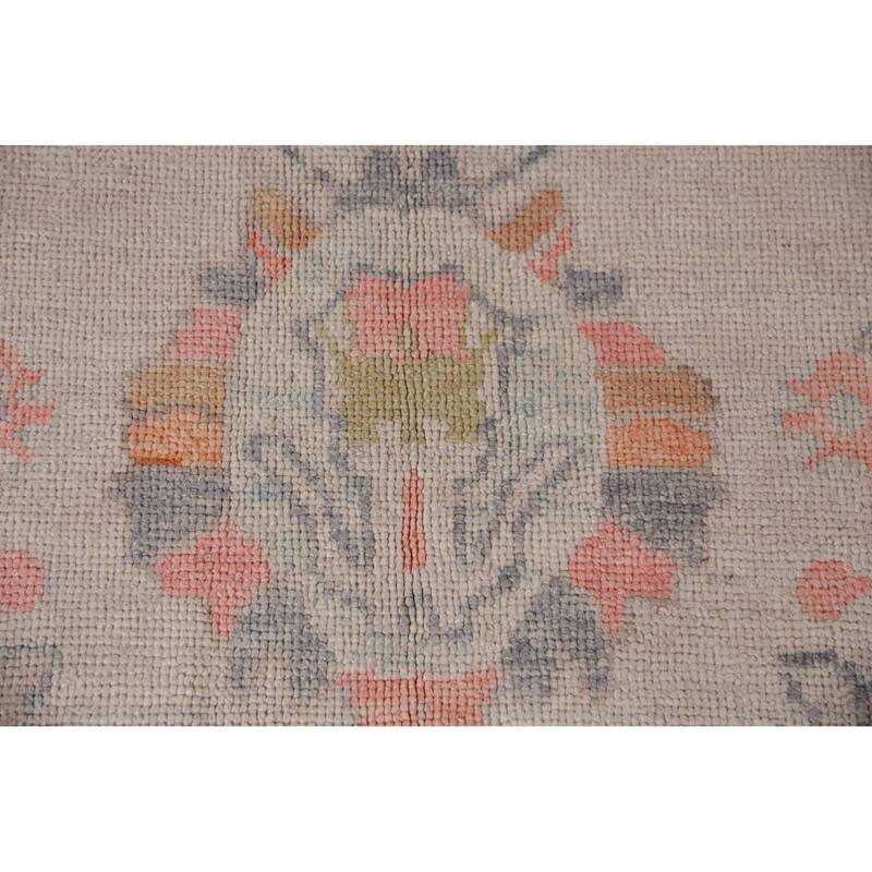 Hand Knotted Oriental 100% Wool Carpet Transitional All-Over Beige & Ivories Oushak Area Rug - 10' 1'' X 7' 10''