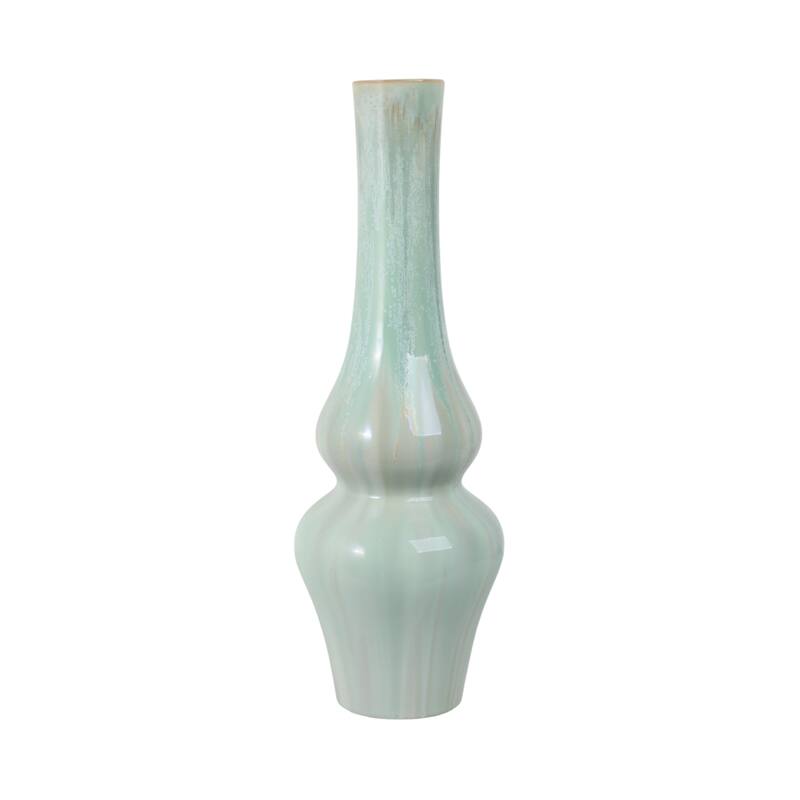 Stoneware Ceramic Vase Tall Sculptural Silhouette Glazed Finish Modern