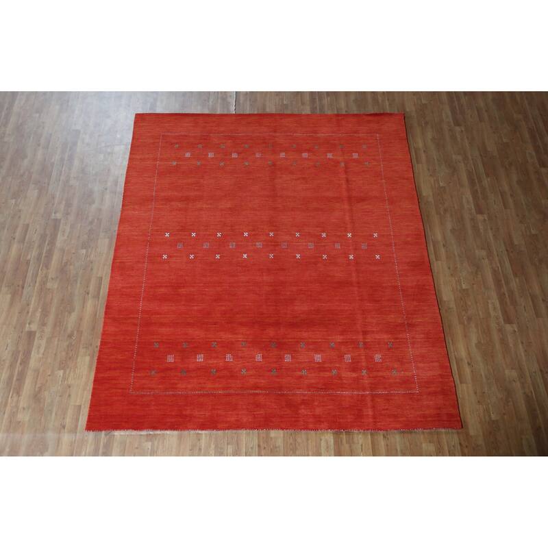 Hand Knotted Oriental 100% Wool Carpet Tribal Tribal Oranges & Rust Gabbeh Area Rug - 9' 7'' X 8' 3''