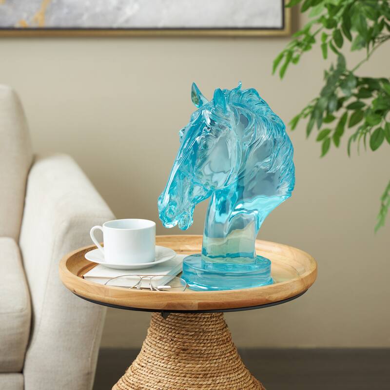 Green, Light Blue or Pink Resin Tinted Horse Decorative Sculpture