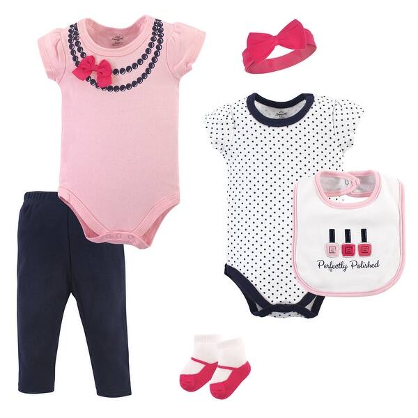 slide 1 of 1, Little Treasure Baby Girl Layette 6-Piece Set, Polished 0-3 Months - Polished