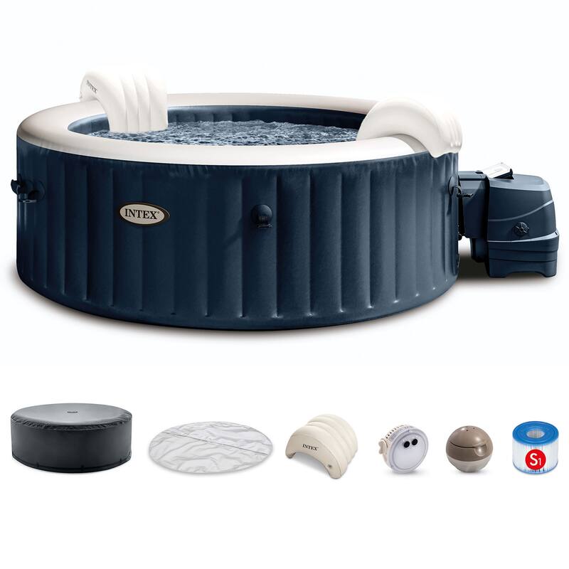 Intex 28429EP PureSpa Plus Portable 77" x 28" Inflatable Hot Tub Bubble Jet Spa - 4 Person
