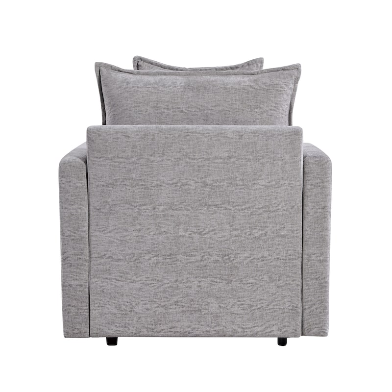 Gray Modern 33.07" Upholstered Arm Chair with Solid Wood Frame for Living Room