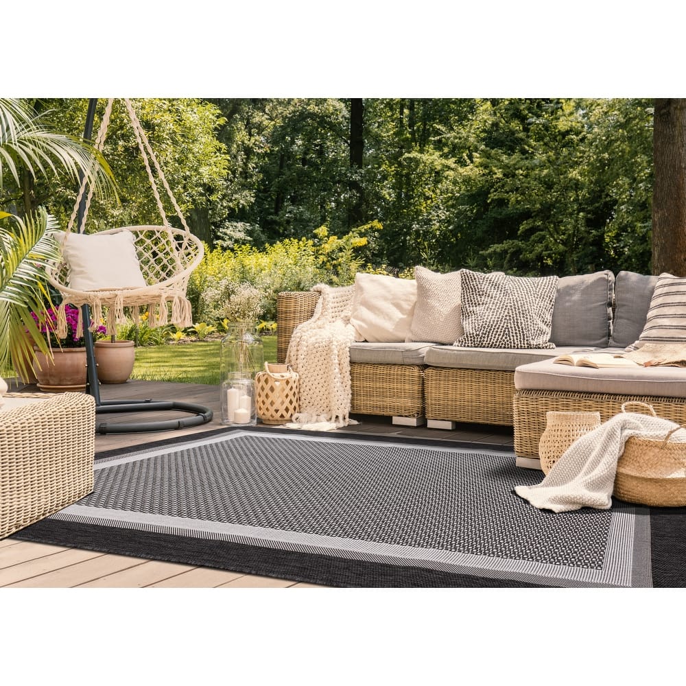 Jackson Collection - Grey Border Flatweave Rug