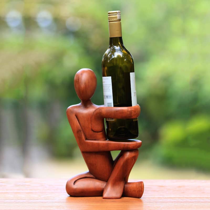Handmade The Invitation Wood wine bottle holder (Indonesia) - 35 x 24 x 16