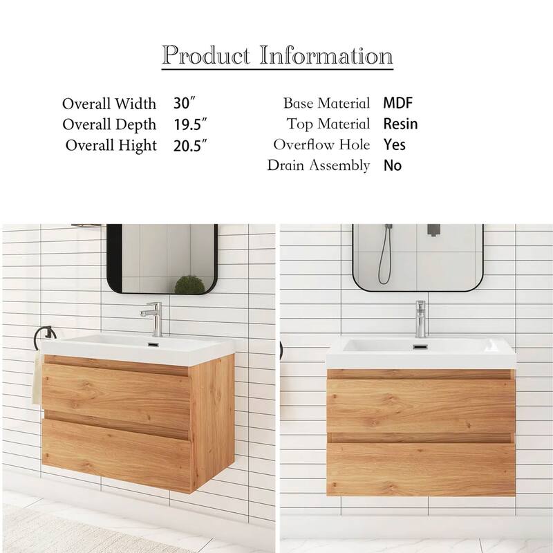 Floating Bathroom Vanity with Resin Top