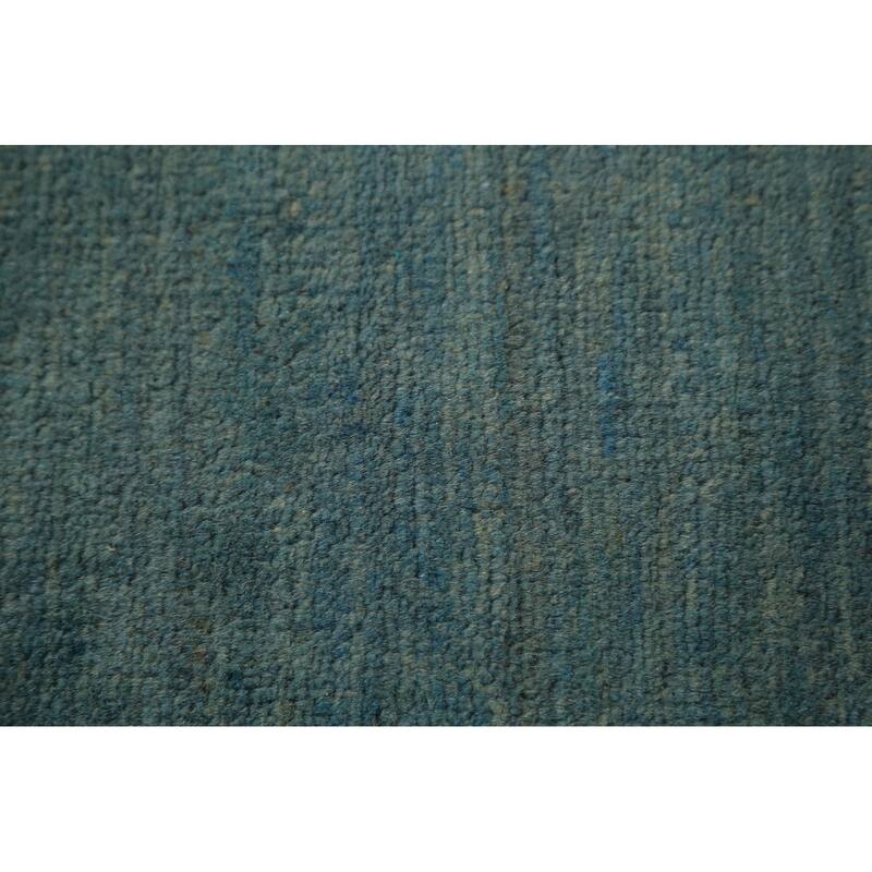 Striped Blue Gabbeh Oriental Rug Hand-Knotted Wool Carpet - 3'8" x 5'1"