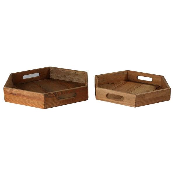 slide 2 of 3, Bare Decor Cooper Hexagon Nesting 2 Piece Tray Set
