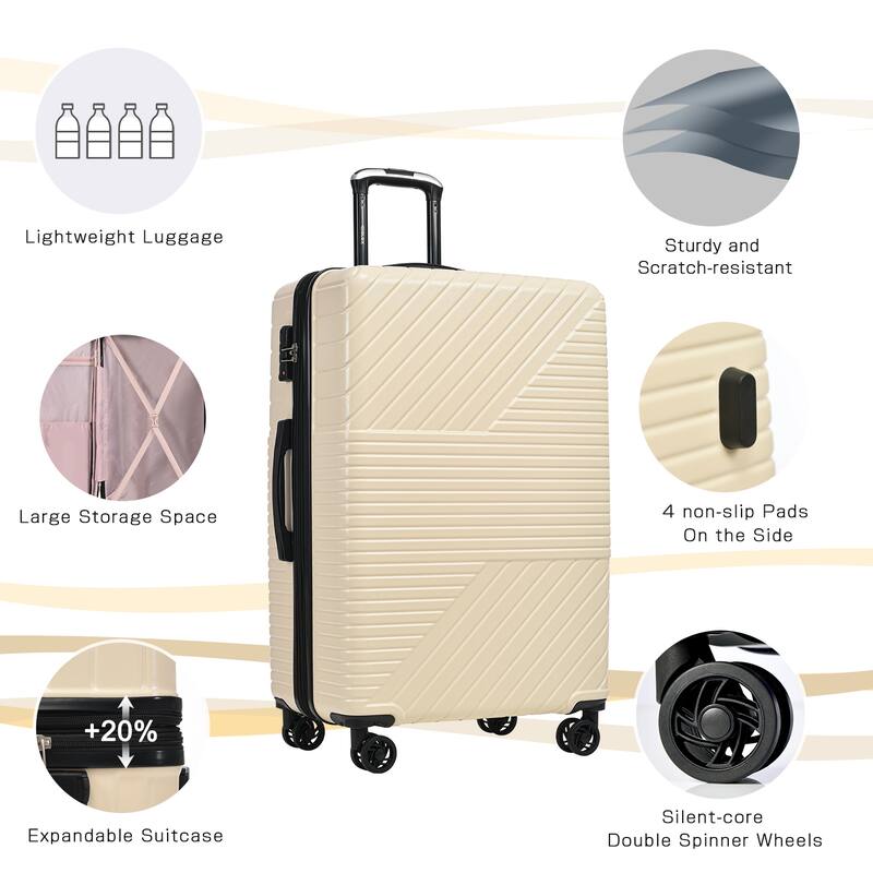 3 Piece Hardshell Luggage Spinner 8 Wheels Suitcase Sets (20"24"28")