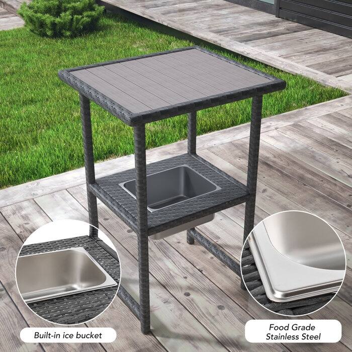 Rectangular 21.7'' L x 24.6'' W Outdoor Bar Table