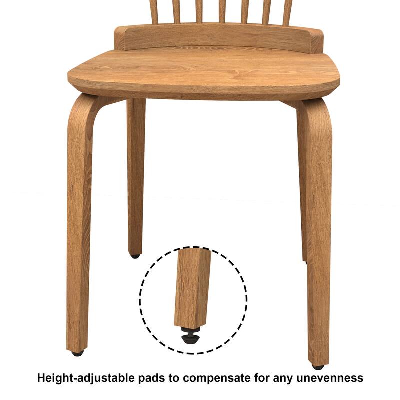 Farmhouse Spindle Back Dining Chair, Windsor Dining Chair with Non-Slip Feet for Dining Rooms, 2-Piece Set