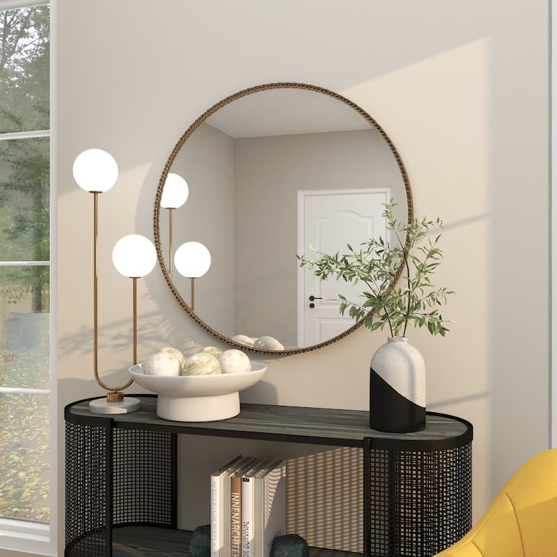 Gold Metal Room Wall Mirror with Linked Chain Frame