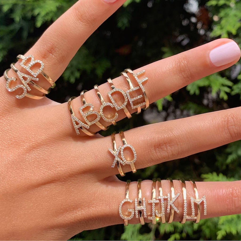 Joelle Collection Diamond Initial Ring for Her 14k Yellow Gold 1/10 ct TDW Women's Ring