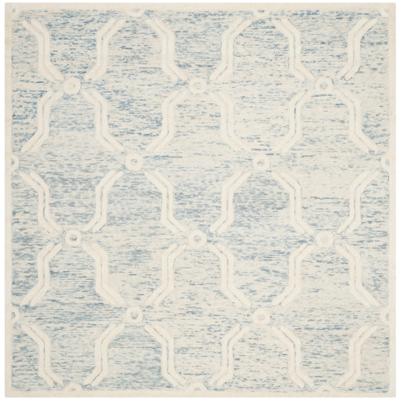 SAFAVIEH Handmade Cambridge Atifa Modern Wool Rug - 6' Square - Light Blue/Ivory