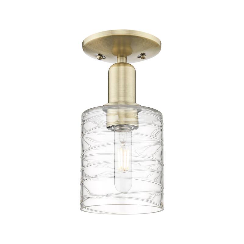 Innovations Lighting 716-1C-11-5 Cobbleskill Semi-Flush Cobbleskill 5" - Antique Brass / Deco Swirl