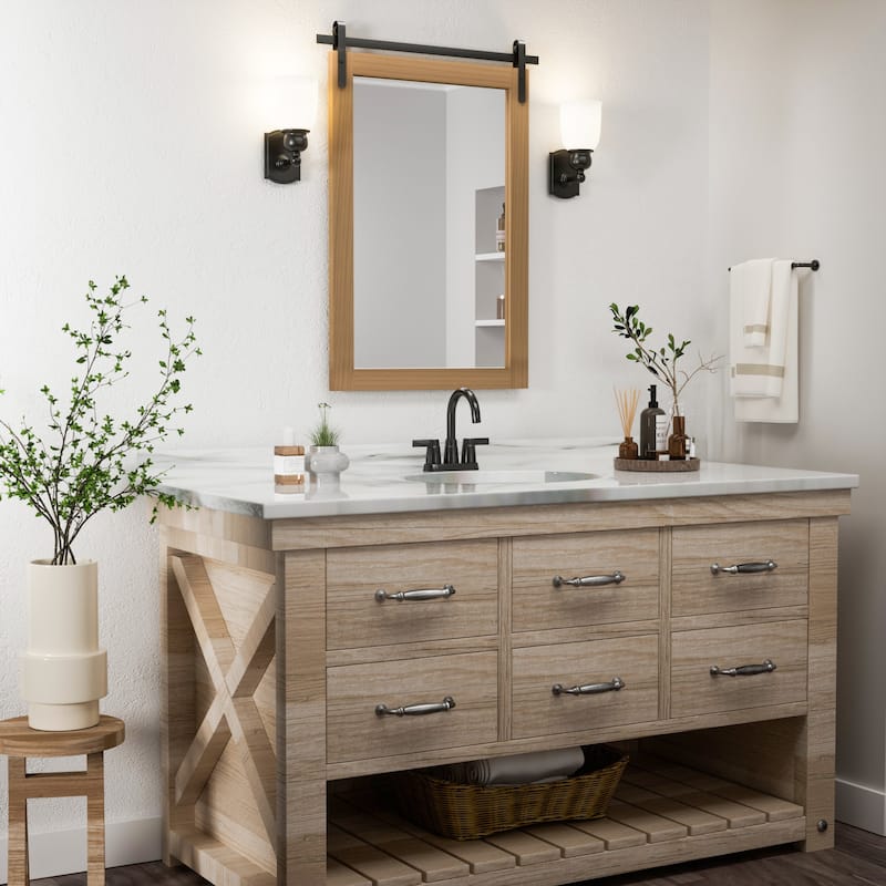 Modern Wall Mirrors, Rectangular Mirror with Wood Framed, Bathroom Mirror Barn Mirror Barn Door Mirror with Multi Size