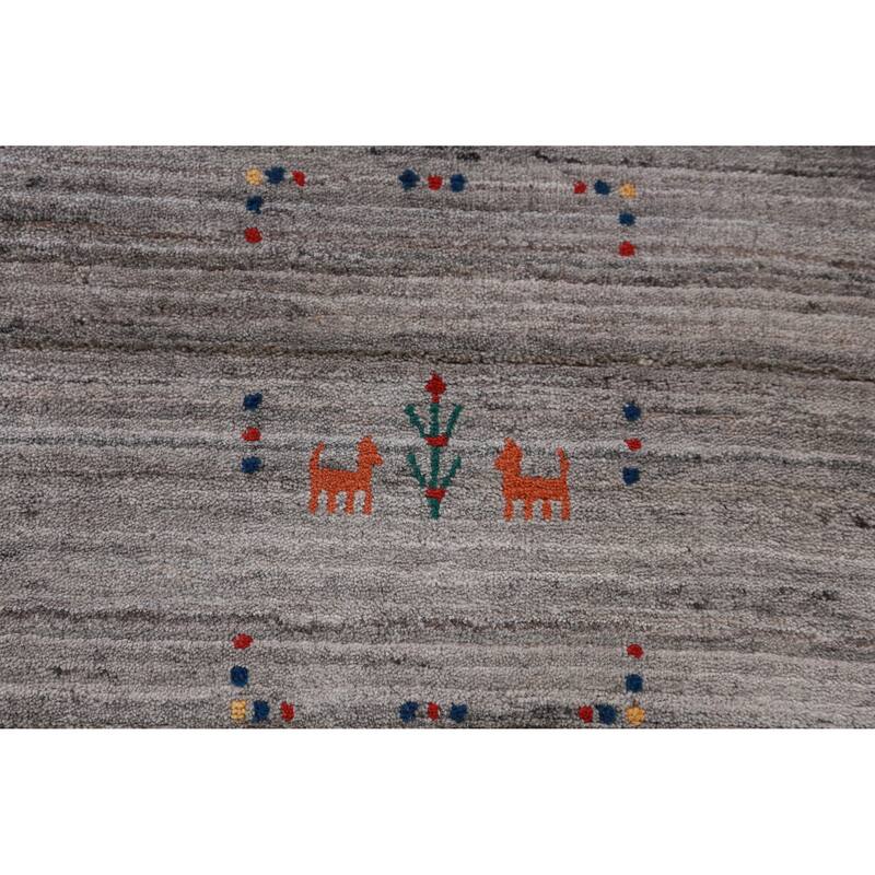 Hand Knotted Oriental 100% Wool Carpet Tribal Tribal Greys & Charcoal Gabbeh Area Rug - 12' 2'' X 9' 2''
