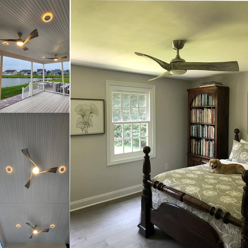 52" Wood 3-Blade Ceiling Fans with Dimmable LED Light and Remote, 6-Speed Reversible DC Motor - 52 inch