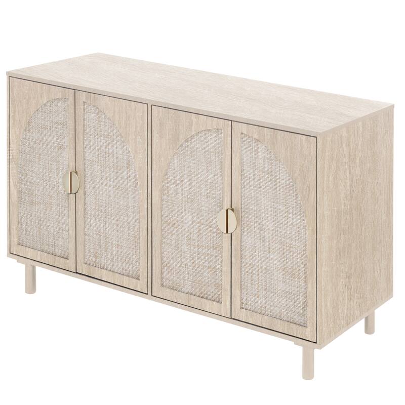 Engineered Rattan Buffet Sideboard Accent Storage Cabinet, Natural