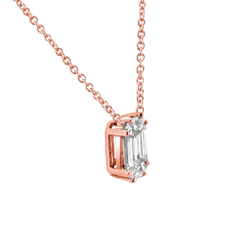 Auriya 14k Gold 1/2ctw Emerald-cut Diamond Necklace (E-F, VS1-VS2) - White