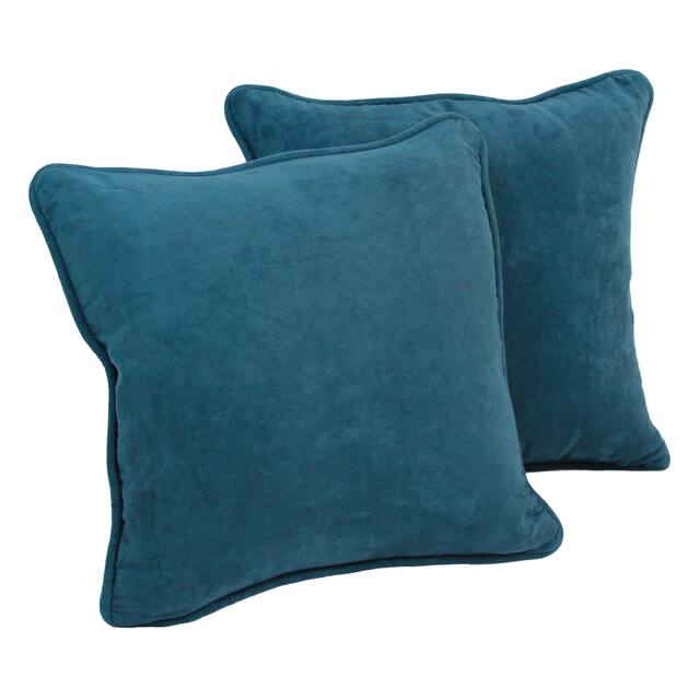 Porch & Den Blaze River 18-inch Microsuede Throw Pillow (Set of 2) - Teal Blue
