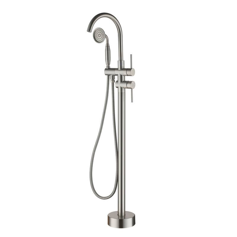 2-handle Freestanding Bathtub Faucet with Hand Held Shower - Brushed Nickel